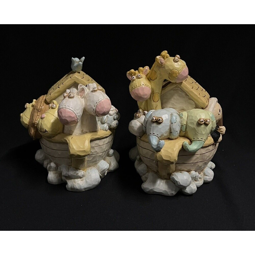 Noah’s Ark Bookends Set Religious Animals Home Decor Renewing Faith 7.25" IOB - Picture 7 of 12